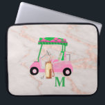 Rose Gold Marble Chic Golf Gal   Laptop Sleeve<br><div class="desc">A charming unique golf cart -- pink and green -- tastefully done -- ready to run the course --on this chic laptop sleeve. --This is a great gift for all golf lovers -- fun / attractive / unique. Personalize it with your/her initials/monogram. If you have any design questions or a...</div>