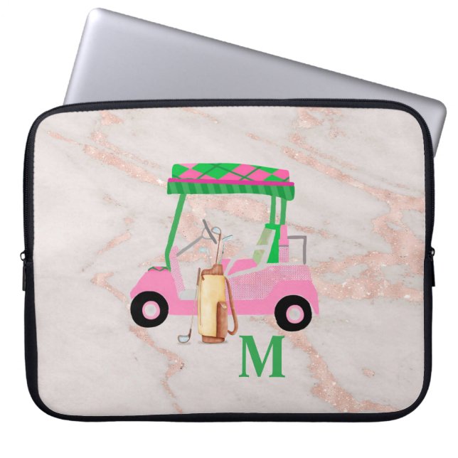 Rose Gold Marble Chic Golf Gal   Laptop Sleeve (Front)