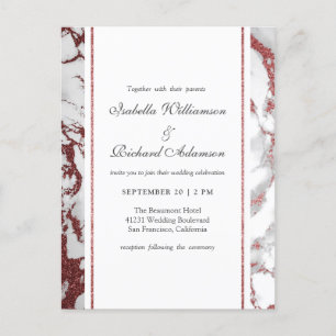 Rose Gold Marble Classic Typography Wedding Invitation Postcard