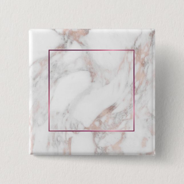 Rose Gold Marble Custom Elegant Blank Template 15 Cm Square Badge (Front)