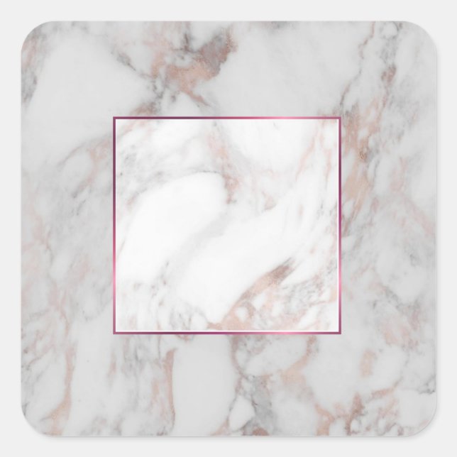 Rose Gold Marble Custom Elegant Blank Template Square Sticker (Front)
