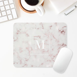Rose Gold Marble Custom Monogram Mouse Mat