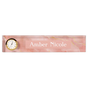 Rose Gold Marble Desk Name Plate