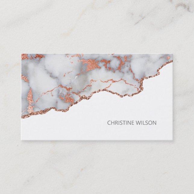 rose gold marble elegant border design business card (Front)