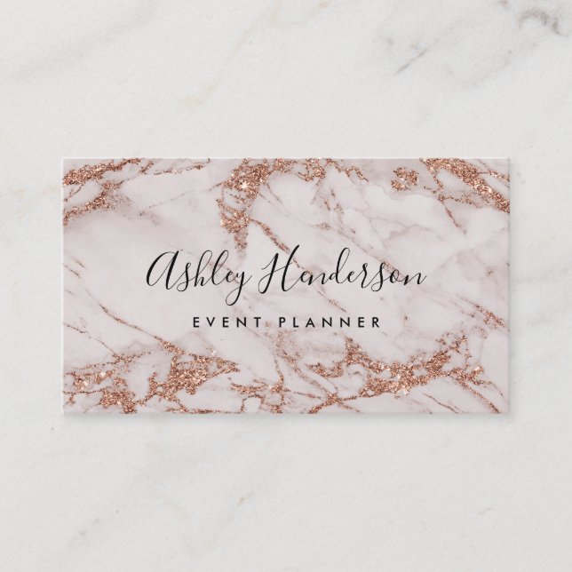 Rose Gold Marble Event Planner Business Card (Front)