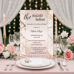 Rose Gold Marble Floral Rehearsal Dinner Invitation