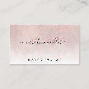 Rose Gold Marble Foil Hair Makeup Beauty Salon Business Card
