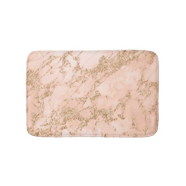 Rose Gold Marble Glitter Bath Mat (Front)