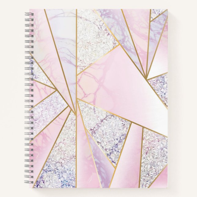 Rose gold Marble glitter like spirl Notebook (Front)