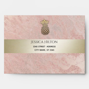 rose gold marble gold pineapple address rsvp envelope