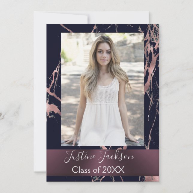 Rose Gold Marble Graduation Invite (Front)
