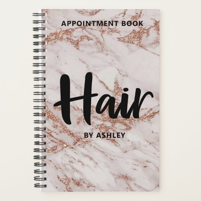 Rose Gold Marble Hair Appointment Book Planner (Front)