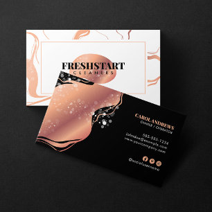 Rose Gold Marble Home Cleaning Maid Service Business Card
