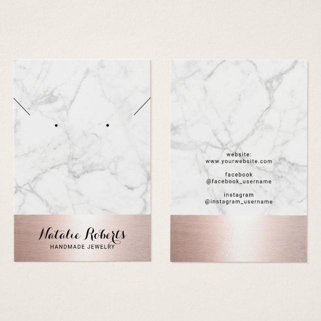 Rose Gold Marble Jewellery Earring Necklace Displa (Front & Back)