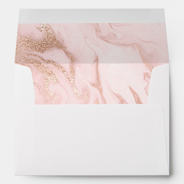 Rose Gold Marble Lined Wedding Envelope (Back (Bottom))