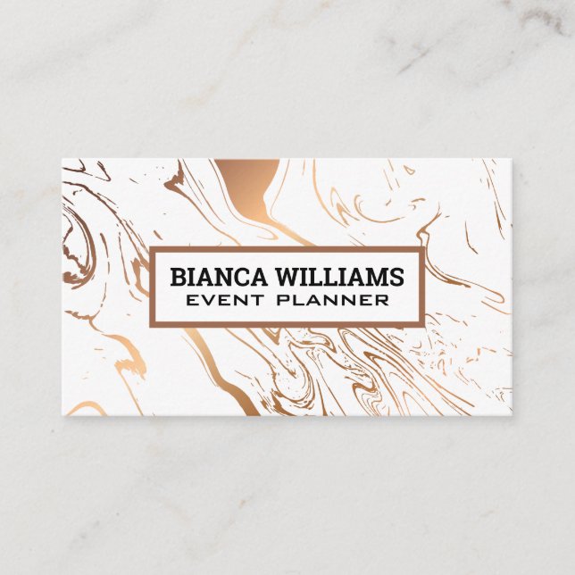 Rose Gold Marble Liquify Background Business Card (Front)