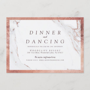Rose gold marble luxury modern wedding reception enclosure card