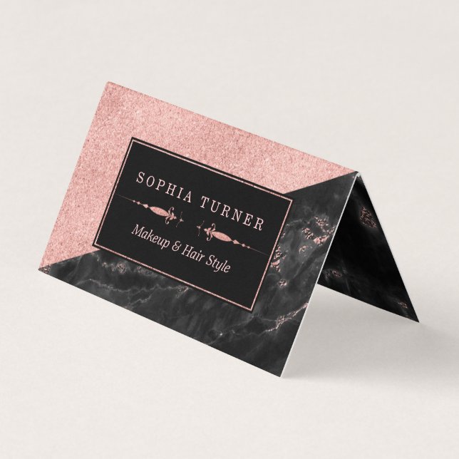Rose Gold Marble Makeup Artist Hair Stylist Custom Business Card (Front)
