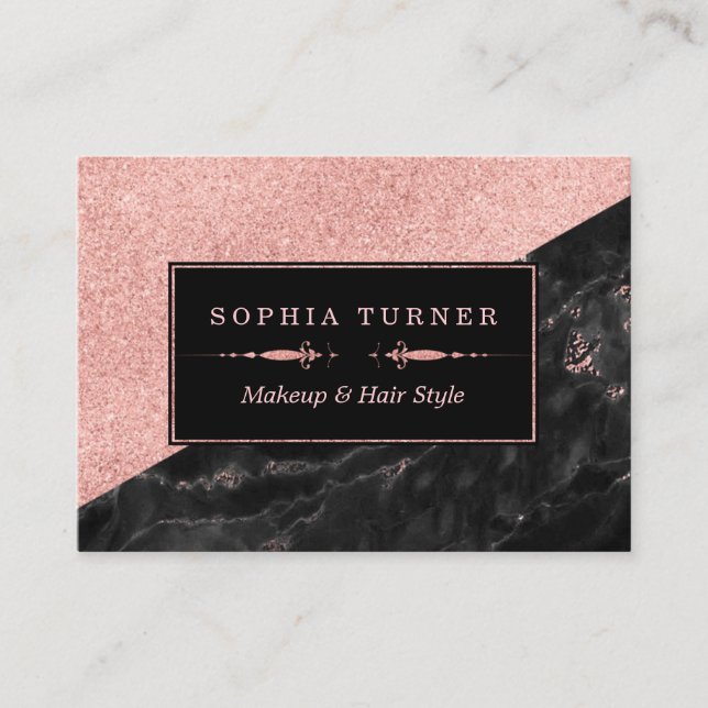 Rose Gold Marble Makeup Artist Hair Stylist Custom Loyalty Card (Front)