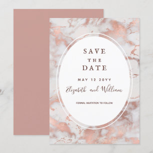 Rose Gold Marble Minimal Save the Date Invitation
