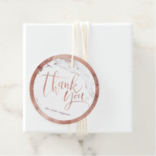 Rose gold marble modern calligraphy thank you favour tags