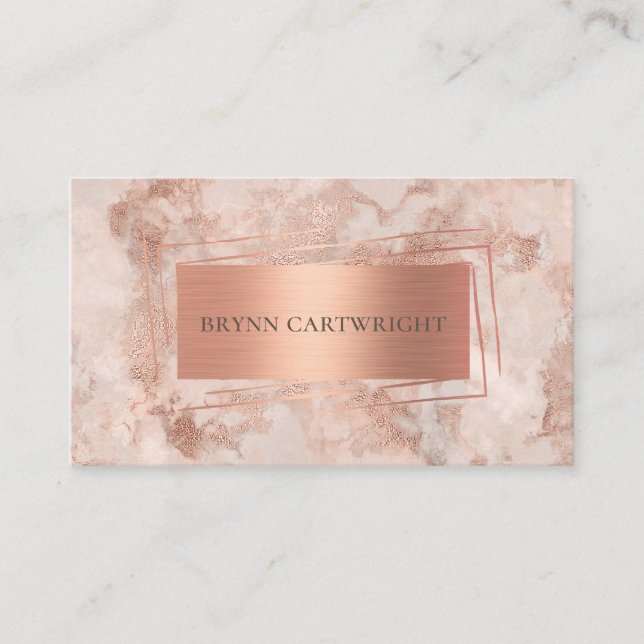 Rose Gold Marble Modern Elegant Business Card (Front)