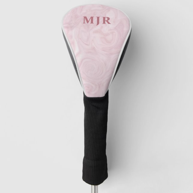 Rose Gold Marble | Monogram Personalised Golf Head Cover (Front)