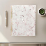 Rose Gold Marble Monogram Planner<br><div class="desc">Custom-designed planner notebook featuring modern stylish rose gold and pink marble with personalised monogram.</div>