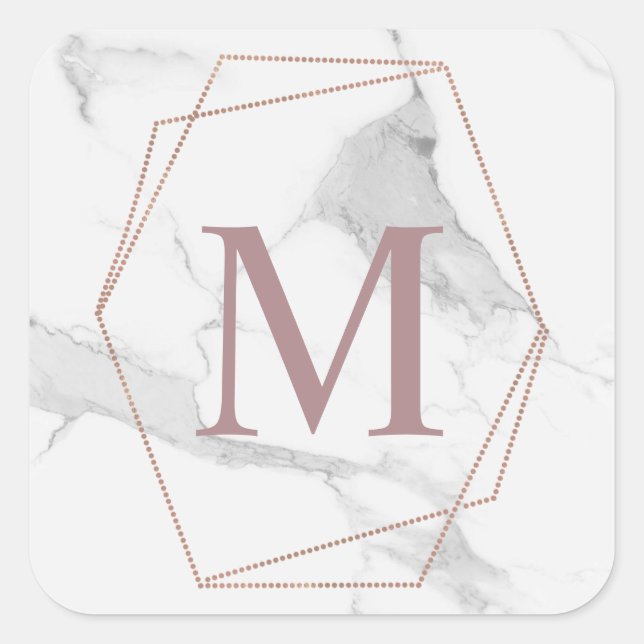 Rose Gold Marble Monogram Sticker (Front)