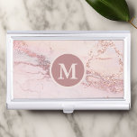 Rose Gold Marble Monogrammed Business Card Holder<br><div class="desc">Rose Gold Marble Monogrammed Business Card Case. This trendy chic business card holder for women,  fits perfectly on your desk or in your purse. Personalise with your own custom name or initials.</div>