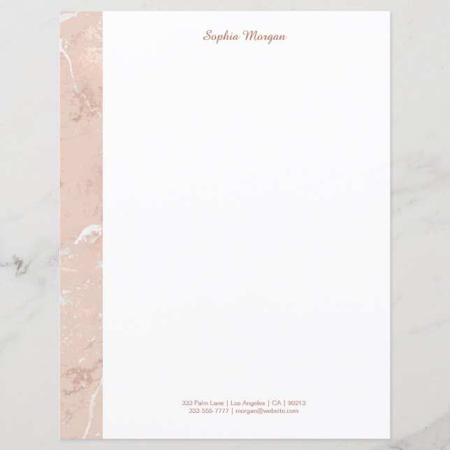 Rose Gold Marble, Name & Contact Info, Vs 3 (Front)