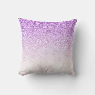 Rose-Gold Marble Ombre & Purple Glitter Cushion