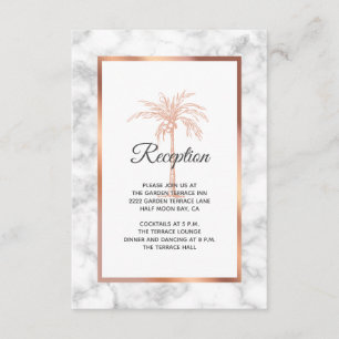 Rose Gold Marble Palm Tree Wedding Reception Enclosure Card