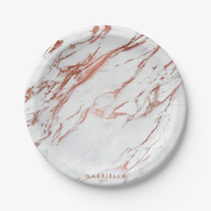 Rose Gold Marble Paper Plate