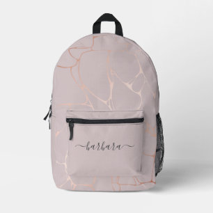 Rose Gold Marble Pattern Printed Backpack