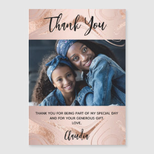 Rose gold marble photo thank you magnet