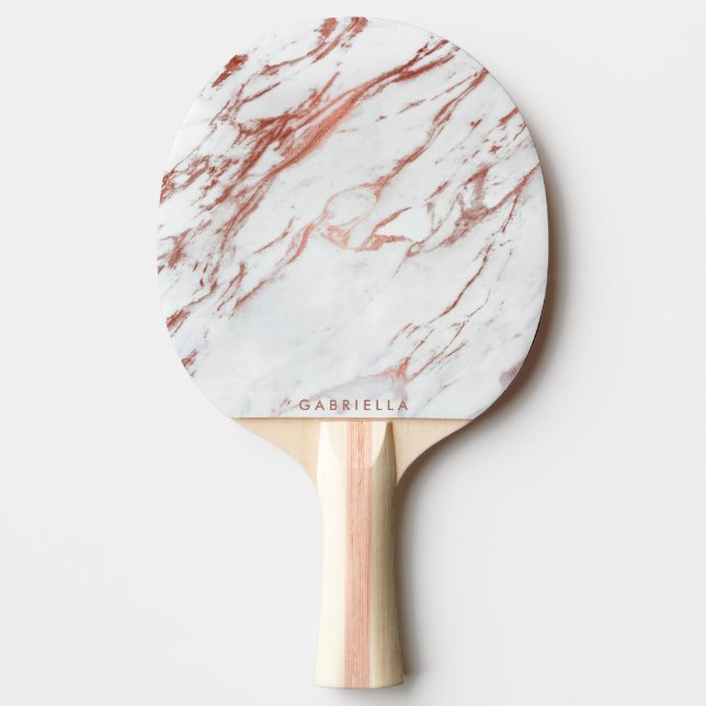Rose Gold Marble Ping Pong Paddle (Front)