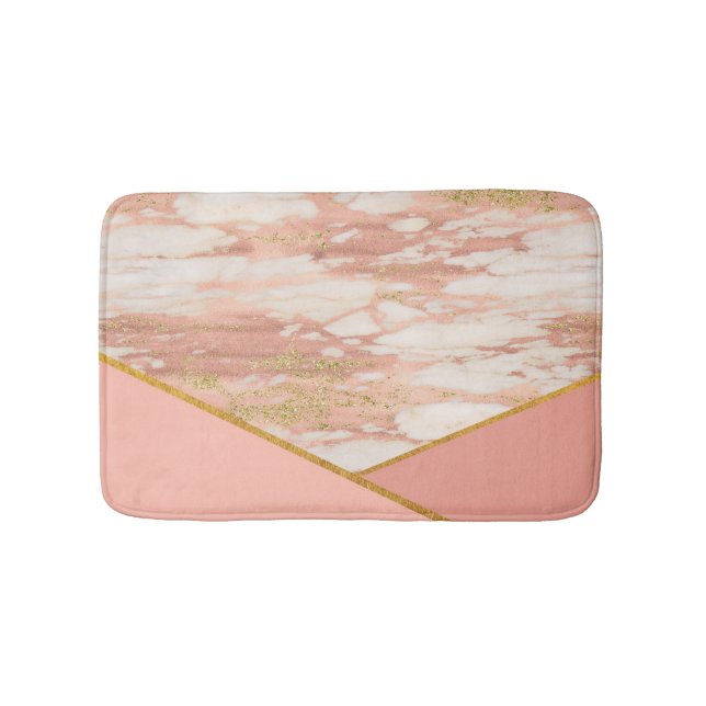 Rose Gold Marble Pink Geometric Modern Bath Bath Mat (Front)