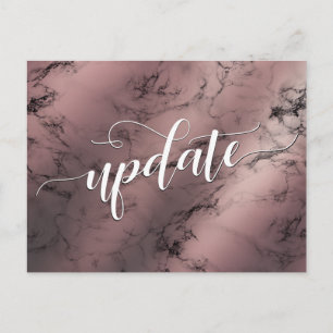 Rose Gold Marble Postponed Wedding Update Notice Postcard