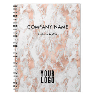 Rose Gold Marble Promotional Business Logo Notebook
