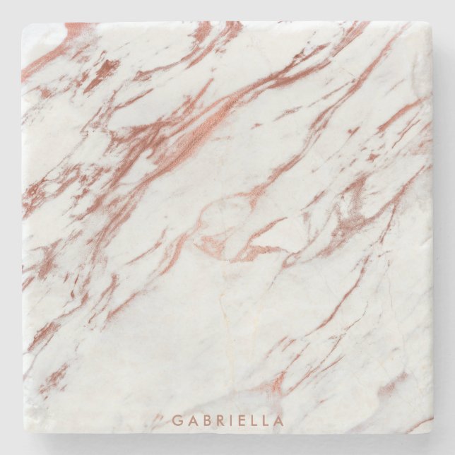 Rose Gold Marble Stone Coaster (Front)