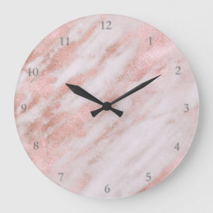 rose gold marble stone large clock