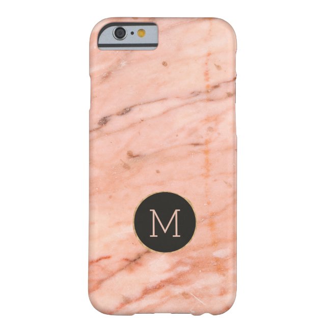 Rose-gold marble stone print monogram Case-Mate iPhone case (Back)