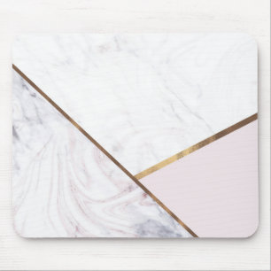 Rose Gold Marble Swirl & Blush Pink Bronze Glam Mouse Mat