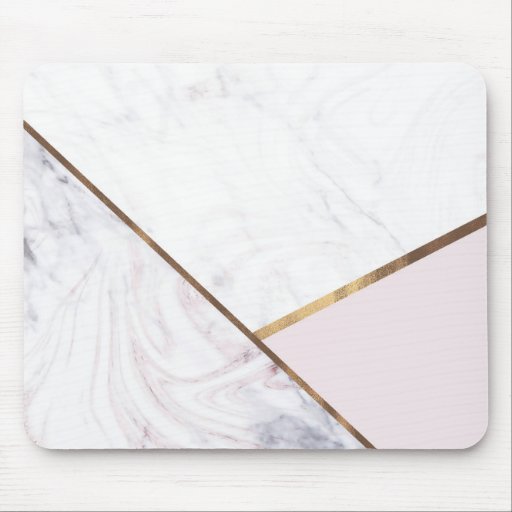 Image of Rose Gold Marble Swirl & Blush Pink Bronze Glam Mouse Mat