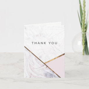 Rose Gold Marble Swirl Blush Pink Bronze Thank You Card