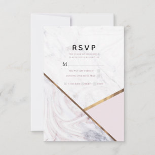 Rose Gold Marble Swirl Blush Pink Wedding RSVP