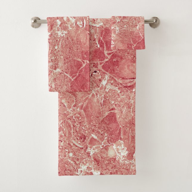 Rose Gold Marble Texture Bath Towel Set (Insitu)