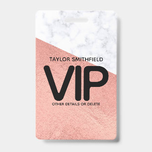 Rose gold marble trendy VIP lanyard badge custom ID Badge