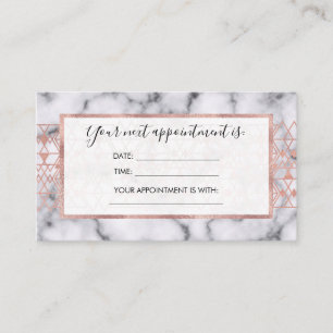Rose Gold Marble Triangle Tribal Geometric Appointment Card